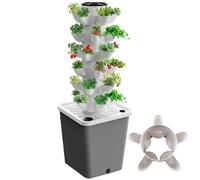 ZZwansuGE Torre De Cultivo HidropóNico Vertical (10/15/20/25/30 Agujeros), Torre HidropóNica, con Bomba De Agua + Tanque De Agua De 10L, para Cultivo Interior De Frutas, Verduras,30Holes