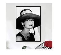 ZZXCHG Tela De Lienzo 50x70cm Bianco e nero Audrey Hepburn Picture Print Modern Family Bedroom Decor Posters Senza Cornice