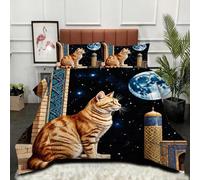 ZZXHG Edredón Estampado 3D Suave y Transpirable | Gato Cielo Estrellado, Nórdico Lavable para Todas Las Estaciones, Incluye 2 Fundas de Almohada 50x75 cm, para Cama Individual_A4226