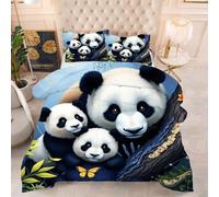 ZZXHG Edredón Estampado 3D Suave y Transpirable | Panda Blanco, Nórdico Lavable para Todas Las Estaciones, Incluye 2 Fundas de Almohada 50x75 cm, para Cama Individual