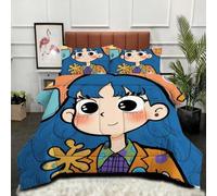 ZZXHG Edredón Grande Tamaño Queen | Chica Animada Azul, Nórdico Estampado 3D de Lujo, Transpirable y Lavable, Completo con 2 Fundas de Almohada 50x75 cm_A14381
