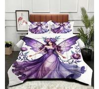 ZZXHG Edredón Grande Tamaño Queen | Hada Morada, Nórdico Estampado 3D de Lujo, Transpirable y Lavable, Completo con 2 Fundas de Almohada 50x75 cm_A3077