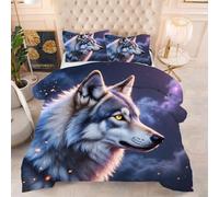 ZZXHG Edredón Grande Tamaño Queen | Lobo Gris, Nórdico Estampado 3D de Lujo, Transpirable y Lavable, Completo con 2 Fundas de Almohada 50x75 cm