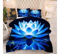ZZXHG Edredón Grande Tamaño Queen | Loto Azul, Nórdico Estampado 3D de Lujo, Transpirable y Lavable, Completo con 2 Fundas de Almohada 50x75 cm