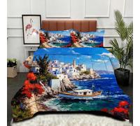 ZZXHG Edredón Grande Tamaño Queen | Mar Azul Adulto, Nórdico Estampado 3D de Lujo, Transpirable y Lavable, Completo con 2 Fundas de Almohada 50x75 cm_A13253