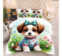ZZXHG Edredón Grande Tamaño Queen | Perro MarróN, Nórdico Estampado 3D de Lujo, Transpirable y Lavable, Completo con 2 Fundas de Almohada 50x75 cm