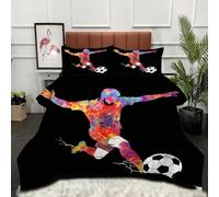 ZZXHG Edredón King Size Estampado 3D | Hombre con balón de fútbol Negro, Nórdico Máximo Confort para Camas Grandes, Lavable, Reversible, Incluye 2 Fundas de Almohada 50x75 cm_A4242