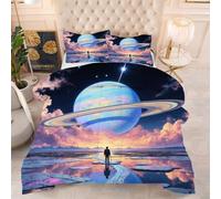 ZZXHG Edredón King Size Estampado 3D | Planeta Azul, Nórdico Máximo Confort para Camas Grandes, Lavable, Reversible, Incluye 2 Fundas de Almohada 50x75 cm