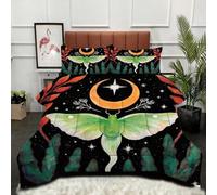 ZZXHG Edredón King Size Estampado 3D | Polilla Planta Negra, Nórdico Máximo Confort para Camas Grandes, Lavable, Reversible, Incluye 2 Fundas de Almohada 50x75 cm_A13890