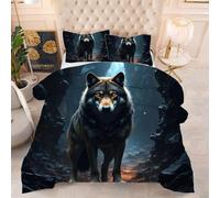 ZZXHG Edredón King Size Estampado 3D | Silueta de Lobo Gris, Nórdico Máximo Confort para Camas Grandes, Lavable, Reversible, Incluye 2 Fundas de Almohada 50x75 cm