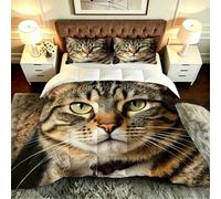 ZZXHG Edredón Matrimonio Estampado 3D | 3D Animales Gatos, Nórdico Reversible de 4 Estaciones, Lavable, Incluye 2 Fundas de Almohada 50x75 cm, para Cama de 105 cm_A21160