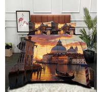 ZZXHG Edredón Matrimonio Estampado 3D | Castillo De Venecia 3D, Nórdico Reversible de 4 Estaciones, Lavable, Incluye 2 Fundas de Almohada 50x75 cm, para Cama de 105 cm_A19072