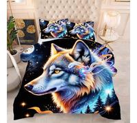 ZZXHG Edredón Matrimonio Estampado 3D | Lobo Gris, Nórdico Reversible de 4 Estaciones, Lavable, Incluye 2 Fundas de Almohada 50x75 cm, para Cama de 105 cm