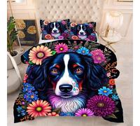 ZZXHG Edredón Matrimonio Estampado 3D | PatróN de Perro Negro, Nórdico Reversible de 4 Estaciones, Lavable, Incluye 2 Fundas de Almohada 50x75 cm, para Cama de 105 cm