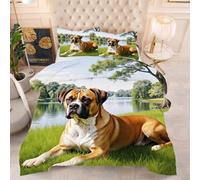 ZZXHG Edredón Matrimonio Estampado 3D | Perro Animal MarróN, Nórdico Reversible de 4 Estaciones, Lavable, Incluye 2 Fundas de Almohada 50x75 cm, para Cama de 105 cm_243a