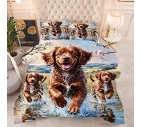 ZZXHG Edredón Matrimonio Estampado 3D | Perro Mascota MarróN, Nórdico Reversible de 4 Estaciones, Lavable, Incluye 2 Fundas de Almohada 50x75 cm, para Cama de 105 cm_264a