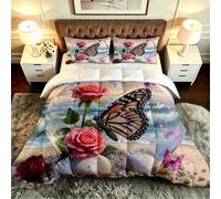 ZZXHG Edredón Queen Grande 3D Casa Azul 220x240cm para Amplias-A199