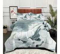 ZZXHG Edredón Respirable Estampado 3D | Caballo Blanco Animal, Cubre Edredón Lavable a Máquina para Todo el Año, Incluye 2 Fundas de Almohada 50x75 cm, para Cama de 90 cm_A3507