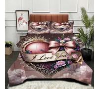 ZZXHG Edredón Respirable Estampado 3D | CorazóN De San ValentíN, Cubre Edredón Lavable a Máquina para Todo el Año, Incluye 2 Fundas de Almohada 50x75 cm, para Cama de 90 cm_A1191