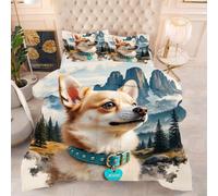 ZZXHG Edredón Respirable Estampado 3D | Perro Animal Amarillo, Cubre Edredón Lavable a Máquina para Todo el Año, Incluye 2 Fundas de Almohada 50x75 cm, para Cama de 90 cm_1947a