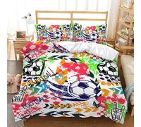 ZZXHG Funda Nordica 150x200 cm Futbol de Colores, Juego de Funda Nordica Cama 90 Infantil con Funda de Edredón de Microfibra y 2 Funda de Almohada 50x75 cm