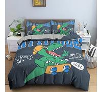 ZZXHG Funda Nordica 150x200 Dinosaurio Gris Adolescentes, Funda de Edredón Cama 90 Infantil de Microfibra, Juego de Ropa de Cama para Niños Niñas con Cremallera y 2 Funda de Almohada 50x75 cm