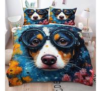 ZZXHG Funda Nordica 150x200 Estampado de Perro MarróN, Funda de Edredón Cama 90 Infantil de Microfibra, Juego de Ropa de Cama para Niños Niñas con Cremallera y 2 Funda de Almohada 50x75 cm