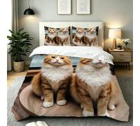 ZZXHG Funda Nordica Cama 105-200x200 cm 3D Animales Gatos, Juego de Ropa de Cama de Matrimonio Microfibra para Adultos - 1 Funda de Edredón + 2 Funda de Almohada 50x75 cm_A21520