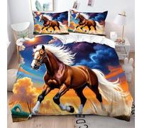 ZZXHG Funda Nordica Cama 105-200x200 cm Caballo Animal MarróN, Juego de Ropa de Cama de Matrimonio Microfibra para Adultos - 1 Funda de Edredón + 2 Funda de Almohada 50x75 cm_j17500