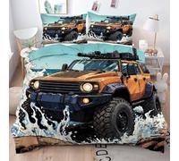 ZZXHG Funda Nordica Cama 105-200x200 Vehículo Todo Terreno Animado 3D, Funda de Edredón de Microfibra con Cremallera, Juego de Ropa de Cama con Fundas Nordicas + 2 Funda de Almohada 50x75 cm_A12142
