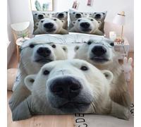 ZZXHG Funda Nordica Cama 150 Estampado de Oso Polar, Juego de Ropa de Cama de Microfibra para NiñOs Adultos, Funda de Edredón Cama 220x240 con Cremallera y 2 Funda de Almohada 50x75 cm