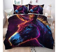 ZZXHG Funda Nórdica Cama 180-240x260 cm Burro de Colores, Fundas de Edredón de Microfibra con Cierre de Cremallera, Juego de Ropa de Cama Adultos con 2 Fundas de Almohadas 50x75cm