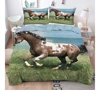 ZZXHG Funda Nórdica Cama 180-240x260 cm Caballo MarróN para NiñOs, Fundas de Edredón de Microfibra con Cierre de Cremallera, Juego de Ropa de Cama Adultos con 2 Fundas de Almohadas 50x75cm