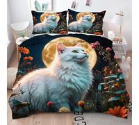 ZZXHG Funda Nórdica Cama 180-240x260 cm Gato Animal en 3D, Fundas de Edredón de Microfibra con Cierre de Cremallera con 2 Fundas de Almohadas 50x75cm_A11802