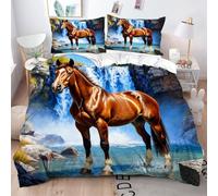 ZZXHG Funda Nordica Cama 180 Caballo MarróN 3D, Funda de Edredón Adultos de Microfibra con Cremallera, Juego de Ropa de Cama con Funda Nórdica 240x260 y 2 Funda de Almohada 50x75 cm_j16488