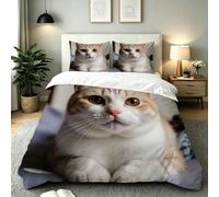 ZZXHG Funda Nordica Cama 90-135x200 3D Animales Gatos, Funda de Edredón de Microfibra con Cremallera, Juego de Ropa de Cama con Fundas Nordicas 135x200 + 2 Funda de Almohada 50x75 cm_A21392