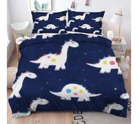 ZZXHG Funda Nordica Cama 90 Infantil Dinosaurio Blanco, Juego de Funda de Edredón 150x200 cm en Microfibra, Ropa de Cama con Cierre de Cremallera + 2 Funda de Almohada 50x75 cm