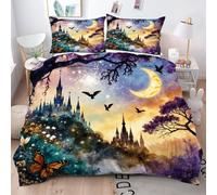 ZZXHG Fundas Nordicas Cama 105 Infantil Castillo Colorido, Funda de Edredón de Microfibra con Cremallera, Juego de Ropa de Cama con Fundas Nordicas 200x200 + 2 Funda de Almohada 50x75 cm