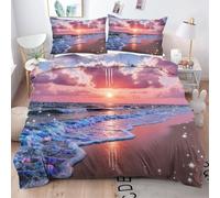 ZZXHG Fundas Nordicas Cama 105 Infantil Chica 3D En La Playa, Juego de Ropa de Cama de Matrimonio Microfibra para Adultos - 1 Funda de Edredón + 2 Funda de Almohada 50x75 cm_A3832