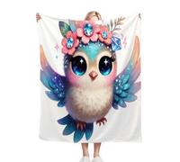 ZZXHG Manta para Cama 130x150 BúHo Azul Animado, Manta para Sofá Reversible de Franela Cálida y Cómoda para Adultos Niños, Mantitas Polar para Cubre Sofa Cama Mascota Viajes_A4268