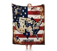 ZZXHG Manta Polar 150x200 Infantil Banderas Y Mapa De AméRica, Mantas para Sofá Grande Reversible de Sherpa y Franela Mullida, Mantitas para Cama 90 para Hogar Oficina Viaje, Niños y Adultos_A3777