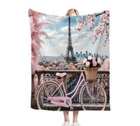 ZZXHG Manta Polar 150x200 Infantil Bicicleta Rosa, Mantas para Sofá Grande Reversible de Sherpa y Franela Mullida, Mantitas para Cama 90 para Hogar Oficina Viaje, Niños y Adultos