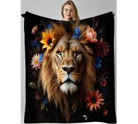 ZZXHG Manta Polar 150x200 Infantil Flores Animales LeóN, Mantas para Sofá Grande Reversible de Sherpa y Franela Mullida, Mantitas para Cama 90 para Hogar Oficina Viaje, Niños y Adultos_A19245