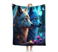 ZZXHG Manta Polar 150x200 Infantil Lobo Colorido, Mantas para Sofá Grande Reversible de Sherpa y Franela Mullida, Mantitas para Cama 90 para Hogar Oficina Viaje, Niños y Adultos