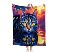 ZZXHG Manta Polar 220 x 240 Gato Azul, Mantas para Cama 105 de Franela Cálida y Cómoda para Niños y Adultos, Mantitas para Sofá Reversible para Cubre Sofa Colchas, Fácil de cuidar f772
