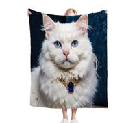 ZZXHG Mantas para Cama 105-180x220 Maine Coon Blanco, Manta para Sofá de Franela Cálida y Cómoda para Niños y Adultos, Mantitas Polar para Cubre Sofa Perro Mascota Habitacion Dormitorio