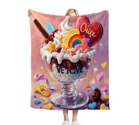 ZZXHG Mantas para Sofa Grandes 150x200 Helado Corazón, Manta para Cama 90 de Invierno, Manta Polar Reversible de Microfibra y Franela Suave, Infantil Mantitas para Adultos Niños Viajes_A13707