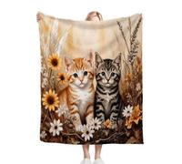 ZZXHG Mantas para Sofas Grandes 220x240 Gato 3D Flor, Manta Termica Franela Mantilla Felpa para Cama 135/150, Mantitas Polar Suave y Cálida para Perro Mascota Habitacion Dormitorio_A2237