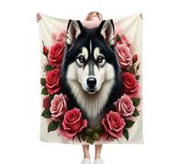 ZZXHG Mantas para Sofas Grandes 220x240 Husky Negro, Manta Termica Franela Mantilla Felpa para Cama 135/150, Mantitas Polar Suave y Cálida para Perro Mascota Habitacion Dormitorio