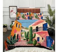 ZZXHG Nórdico Confortable para Parejas | Cactus Colorido, Edredón Sustituto de Plumas, Ultra Suave, Lavable a Máquina, con 2 Fundas, Dormitorio Principal_A17146